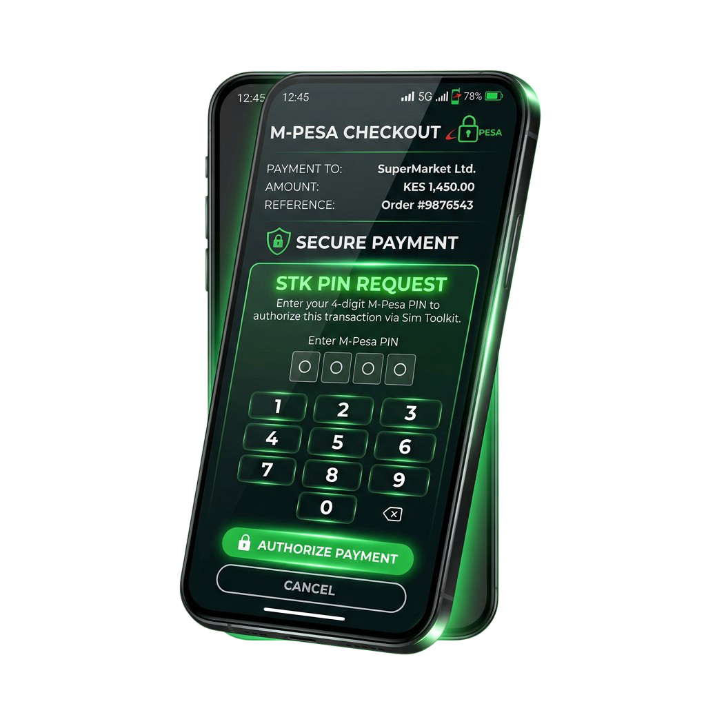 Automated M-Pesa checkout STK push illustration
